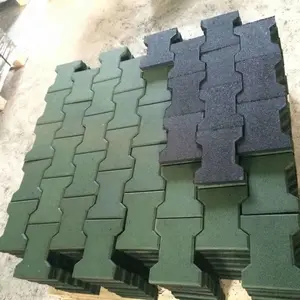 20mmx16mm Anti Slip Dog Bone Interlocking Rubber Paver For Horse Stable Playground Flooring Tiles