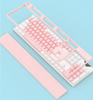 Clavier ergonomique de bureau rose crème à 105 touches avec interrupteurs et poignée magnétique