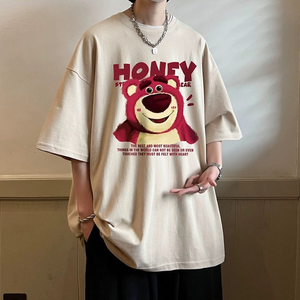 <span class=keywords><strong>เสื้อ</strong></span>ยืดพิมพ์ลายหมีสีชมพูสำหรับผู้ชาย สไตล์ฮาราจูกุ แขนสั้น ทรงโอเวอร์ไซส์ ผ้าเนื้อหลวม น้ำหนักผ้า 220 กรัม <span class=keywords><strong>ราคา</strong></span>ขายปลีก 2 ดอลลาร์ - Product Image 3