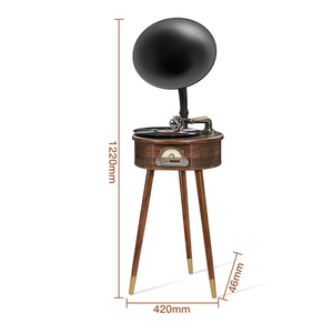 Retro Multi Function Floor <b>Standing</b> Gramophone <b>Speaker</b> With FM Radio For Home Living Room Use USB TF Card Slot Wood Material - Product Image 2