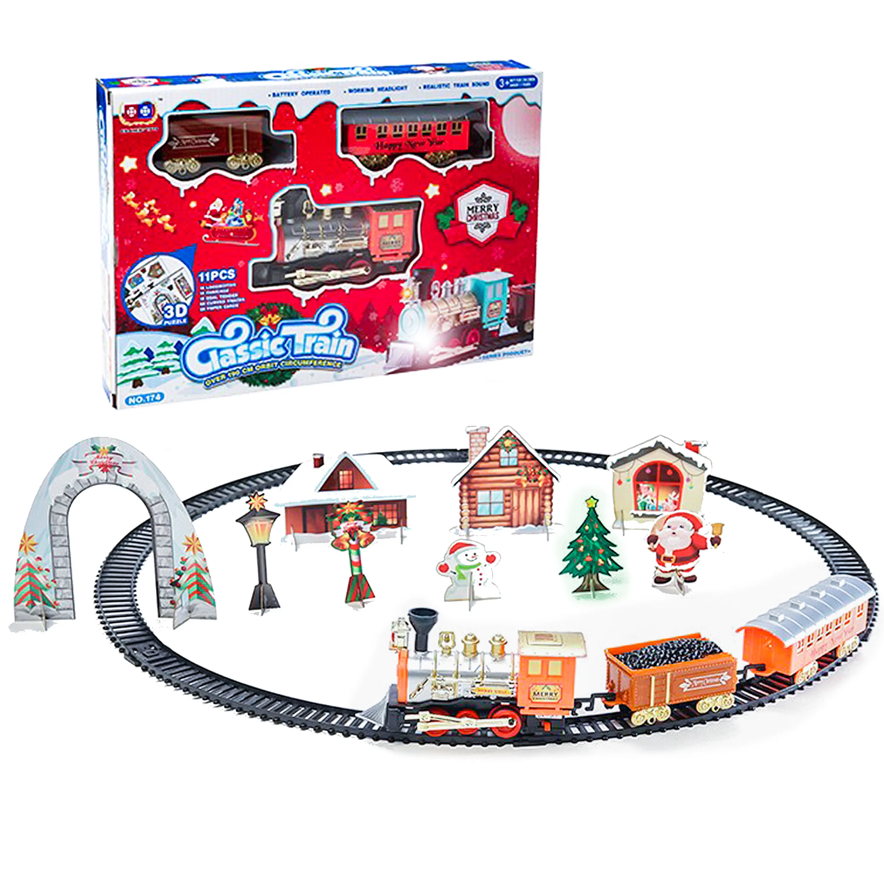 Игрушечный поезд b/o, электронные игрушки, Классический Рождественский поезд с электрическим приводом, направляющие из сплава с музыкальным светом для детей