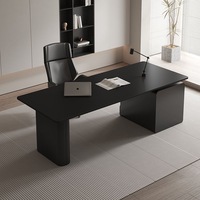 Designer de bureau en plaque de roche italienne Bureau de patron noir Ensemble de chaise de direction Bureau appartement villa de réception
