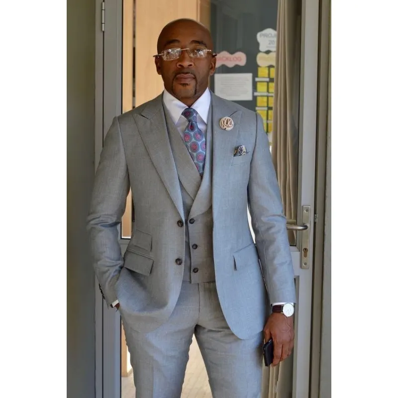 Los mejores hombres gris claro novio esmoquin negocios hombres