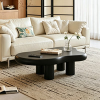 Ensemble de table basse moderne en forme de nuage blanc avec structure en bois et rangement pour salon, meubles de maison