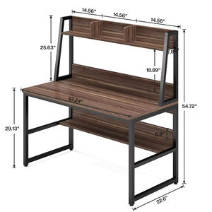 โต๊ะทำงานโลหะแบบพกพาโฮเมอริชขนาด 47 นิ้ว พร้อมชั้นวางของและชั้นวางหนังสือ โต๊ะเขียนหนังสือสไตล์โมเดิร์นสำหรับโฮมออฟฟิศ - Product Image 4