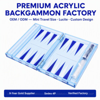 Mini jeu de backgammon en acrylique, jeu de société portable de voyage avec impression couleur personnalisée, jeu de backgammon personnalisable
