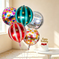 Ballons disco 4D irisés de bonne qualité, ronds, brillants, métalliques argentés, décorations de fête d'anniversaire, 22 pouces, ballon en feuille d'aluminium 4D