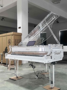 Piano de cola de cristal acrílico transparente de lujo de buena calidad, instrumento de teclado, Piano acústico con sistema de reproducción automática - Product Image 3