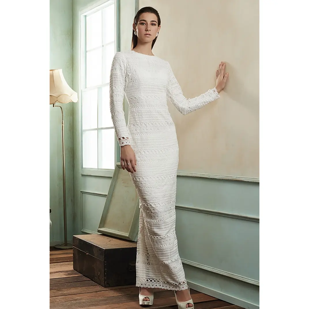 SIPO Full Sleeve Wedding Dresses 2022 Lace Embroidery Luxury Muslim Ball Gown Modest Wedding Dress Custom Malaysia Baju Kurung