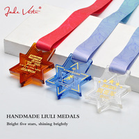 Liuli Médailles, Plaques, Trophées en cristal vierge sablé, avec logo personnalisé, souvenirs, cadeaux, récompenses, médailles étoile, en stock, pour gravure, HONOR
