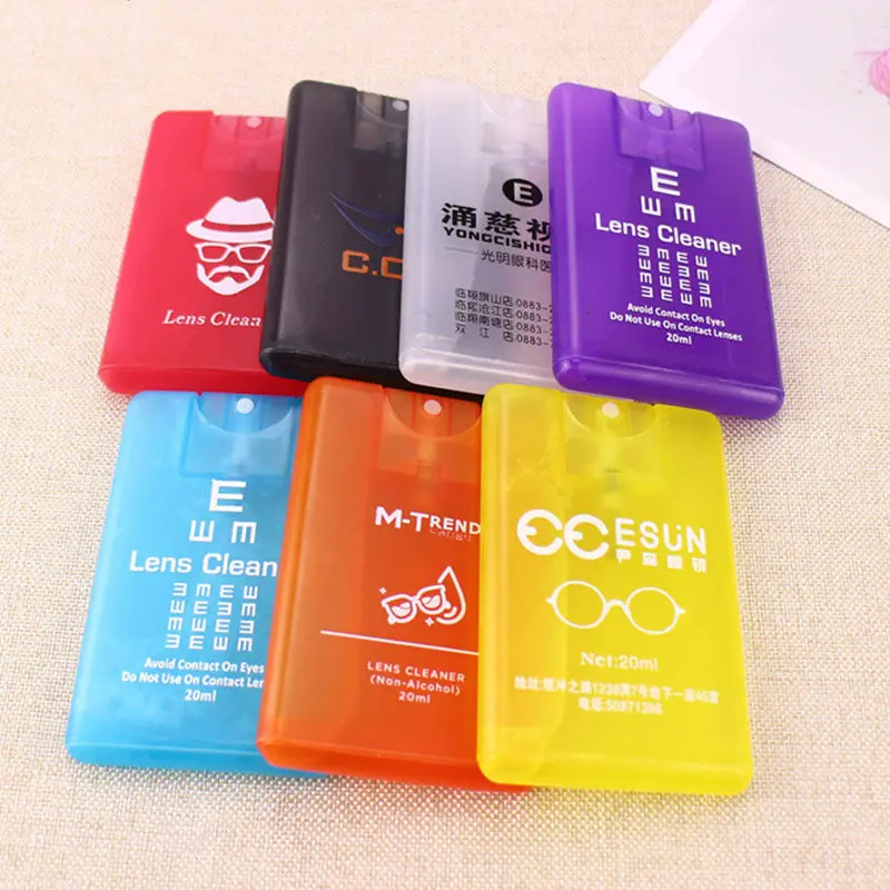 Plastic Portable Card Type Cleaning Liquid Glasses Sunglasses Spectacle Lens Cleaner Spray/ lens cleaning solution