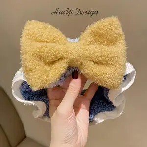 ขายส่งน่ารักผีเสื้อโบว์ขนแกะนุ่มล้างทําความสะอาดได้หน้า Hairband สไตล์หวานเครื่องสําอางแต่งหน้าแถบคาดศีรษะสําหรับเด็กหญิงและสตรี