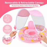 Bouée de natation pour bébé Swimbobo en PVC avec pare-soleil et ouvertures pour les jambes |   Flotteur gonflable pour bébé pour les premières expériences en piscine |   Nage stable