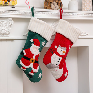 Nouvel arrivage d'usine direct <span class=keywords><strong>de</strong></span> Noël géant brodé Père Noël bonhomme <span class=keywords><strong>de</strong></span> neige <span class=keywords><strong>chaussette</strong></span> grand arbre cheminée décor - Product Image 2
