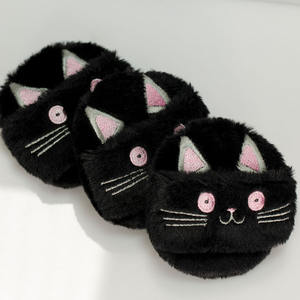Puff cosido gato negro lindo diseño personalizado algodón y microfibra suave <span class=keywords><strong>maquillaje</strong></span> Puff para polvos sueltos - Product Image 4
