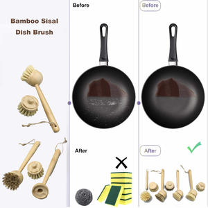 Umwelt freundliche Bambus-Sisal borsten oder Palm faser Abnehmbarer und austauschbarer Kopf Gemüse frucht topf Teller Scrub ber Brush - Product Image 6