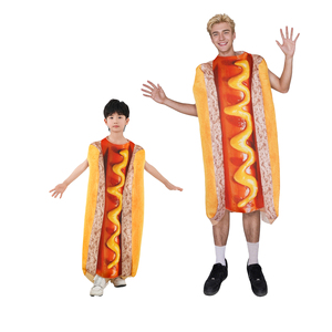 Costume d'Halloween imprimé Hot-Dog de dessin animé, mascotte amusante en forme de saucisse sans manches pour adulte unisexe, idéal pour <span class=keywords><strong>les</strong></span> fêtes costumées - Product Image 1