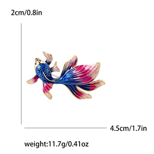 Broche Minimalista de Pez Dorado Esmaltado Estilo Chino Nuevo, Pin de Lujo Exclusivo con Diseño Animal, Accesorio de Ropa para Uso Diario - Product Image 3
