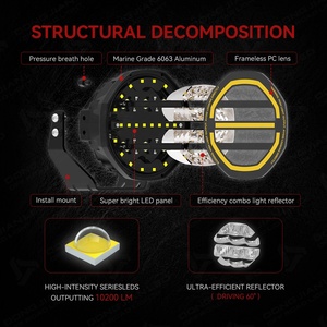 5 Inch Amber LED Auxiliary Driving Pod Spot Light Combo Beam for Tundra Land Cruiser Pickup Truck a Pillar Ditch Off Road 4X4 - Product Image 3