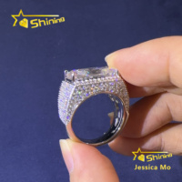 Nouveautés Bague Moissanite en Argent Massif S925, Pierre Principale Moissanite Forme Radiant 10*16mm, Style Hip Hop Luxe, Bijoux Éclatants