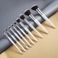Lot de 10 pinceaux de maquillage de luxe Gracedo professionnels de haute qualité avec manche en bois et poils synthétiques, compatibles avec le correcteur
