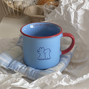 Personalized logo Ceramic Coffee Mug Porcelain Milk Tea Cups Blue Cafe Mugs - Product Image 6