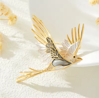 Broches de Pájaro Esmaltados Estilo Chino para Mujer y Niña, de Alta Calidad, Chapados en Plata y Oro, con Esmalte Verde, Diseño de Golondrina, para Fiesta