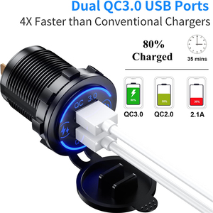 Chargeur de <span class=keywords><strong>voiture</strong></span> double USB RideWise 12V-24V QC3.0 avec interrupteur tactile, chargeur de <span class=keywords><strong>voiture</strong></span> à charge rapide, prise de chargeur de <span class=keywords><strong>voiture</strong></span> USB - Product Image 3