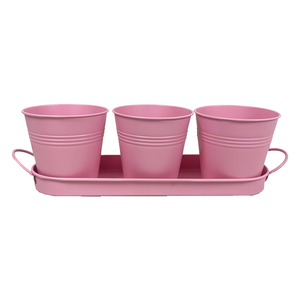 <span class=keywords><strong>Maceta</strong></span> <span class=keywords><strong>Circular</strong></span> Metálica de 3 Compartimentos para Suculentas, Hierbas y Flores, con Asa de Hierro y Bandeja, Suministros de Jardín - Product Image 3