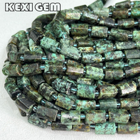Perles de turquoise africaine naturelle brutes facettées 8x11mm, perles colonnes de turquoise africaine naturelle, perles cylindriques intercalaires en pierres précieuses lâches