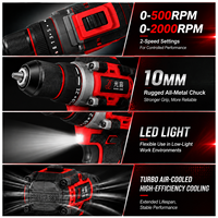 Taladro Inalámbrico Profesional de 21V sin Escobillas, Alto Torque de 60Nm, Herramienta Eléctrica para Construcción y Reparación