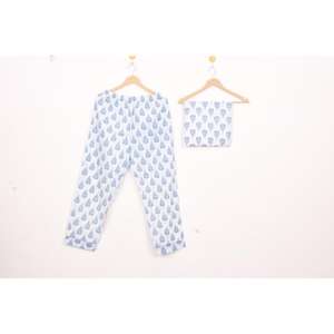 Ensemble de pyjama en satin de coton respirant pour femmes imprimé numériquement avec taille élastique Manches longues pour l'automne - Product Image 2