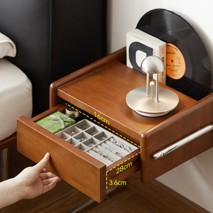 NKOL Midcentury Modern Wood Nightstand 2 <b>Drawers</b> Metal Legs Eco-Friendly Storage <b>Side</b> <b>Table</b> for Bedroom Living Room Furniture - Product Image 4
