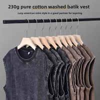 T-shirt sans manches personnalisé style américain, délavé, vieilli, vintage, coupe oversize, broderie unie, impression DTG, 230g