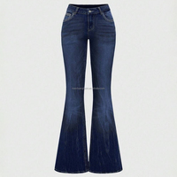 Jeans évasés personnalisés avec strass pour femmes, pantalon en denim vintage brodé en croix, taille haute, coupe bootcut, fabricant OEM