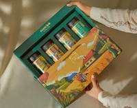 Coffret cadeau d'épices en boîte kraft écologique personnalisé avec plateaux superposés pour kits de cuisson d'épices gastronomiques