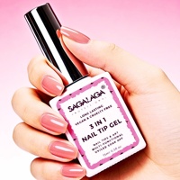 Gel pour pointes d'ongles en gros, professionnel, 3 en 1, design 15 ml, logo personnalisé, non toxique, gel pour pointes d'ongles à couverture complète pour ongles en acrylique à presser