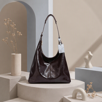 Sac Hobo Grande Capacité en Cuir PU Huilé pour Femme, Sac à Bandoulière Souple avec Sangle Réglable Style Vintage