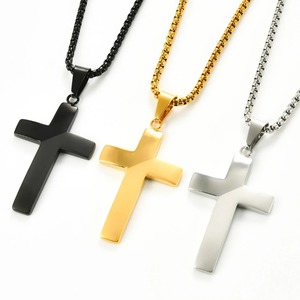 Stainless Steel Colorblock <b>Cross</b> Necklace <b>Pendants</b> Women <b>Men</b> High Polished Religious Charm Chain Christian Faith Prayer Jewelry - Product Image 1