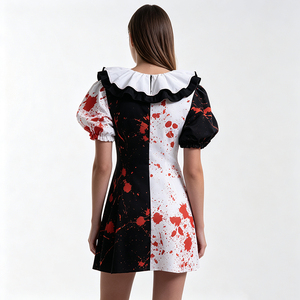 Vestido de Payaso Negro y Blanco con Detalles Sangrientos para <span class=keywords><strong>Mujer</strong></span>, Disfraz de Payaso Asesino de Terror, Disfraz de Halloween para Damas - Product Image 5