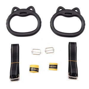 Anneaux de fitness Jump Fitness, 1 paire, noirs, équipement d'entraînement de gymnastique pour usage domestique en intérieur, exercices de traction, étirements - Product Image 1