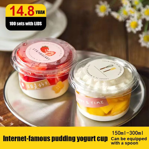 Tazas cuadradas de plástico PP para Postres de 12oz con tapas para vodka, agua Mineral, aperitivos, bebidas, leche, Chocolate, jugo, Tequila - Product Image 2