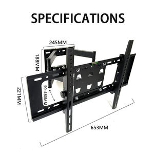 <span class=keywords><strong>Support</strong></span> <span class=keywords><strong>mural</strong></span> pour téléviseur à mouvement complet en acier Max VESA 600x400 mm pour téléviseurs de <span class=keywords><strong>32</strong></span> à 70 pouces avec inclinaison de 15° <span class=keywords><strong>et</strong></span> rotation de 60° Capacité de 50 kg Noir Certifié CE - Product Image 4