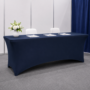 Elastic Edge Black 6ft Spandex Modern Waterproof Heat Resistant Stretch Fitted Table Cover for Catering Tables - Product Image 1