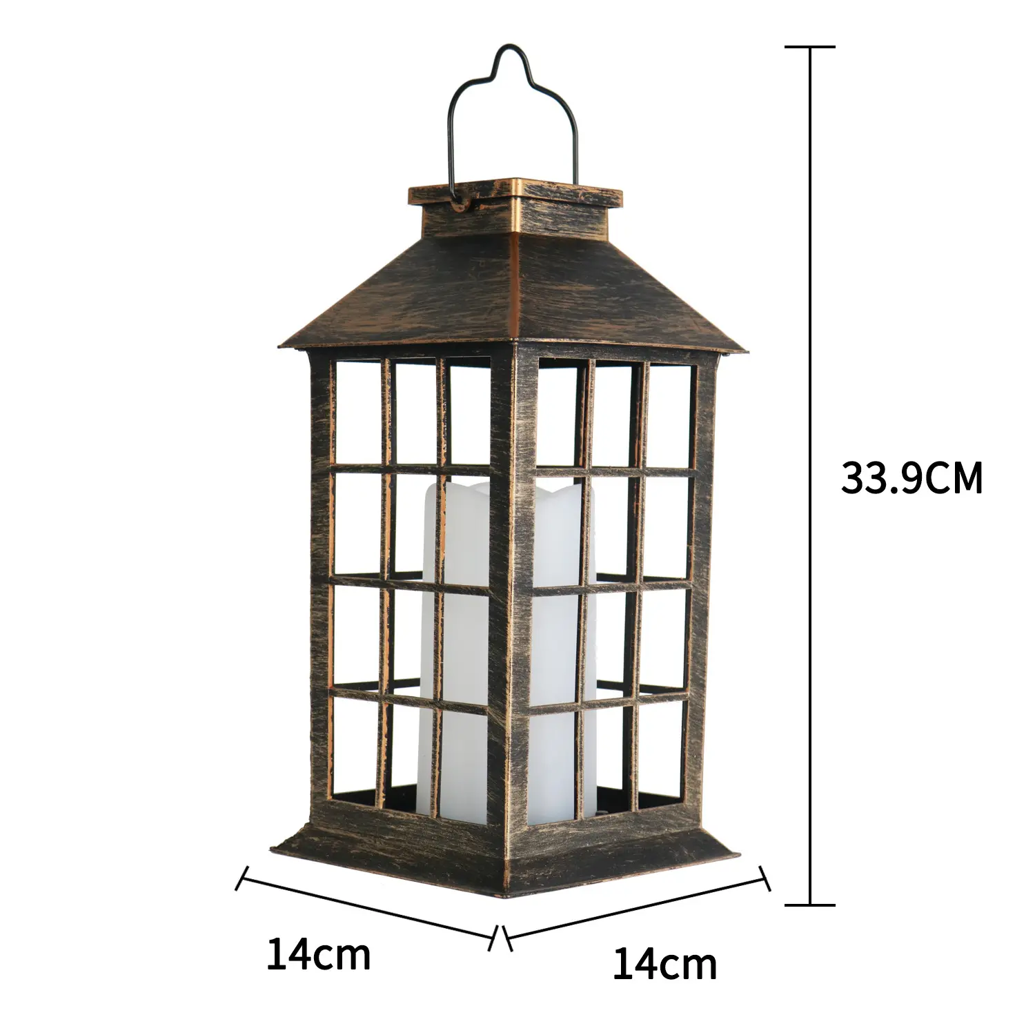 Lanterne à bougie à led classique en métal antique décorative pour la maison petite lanterne à bougie coupe-vent