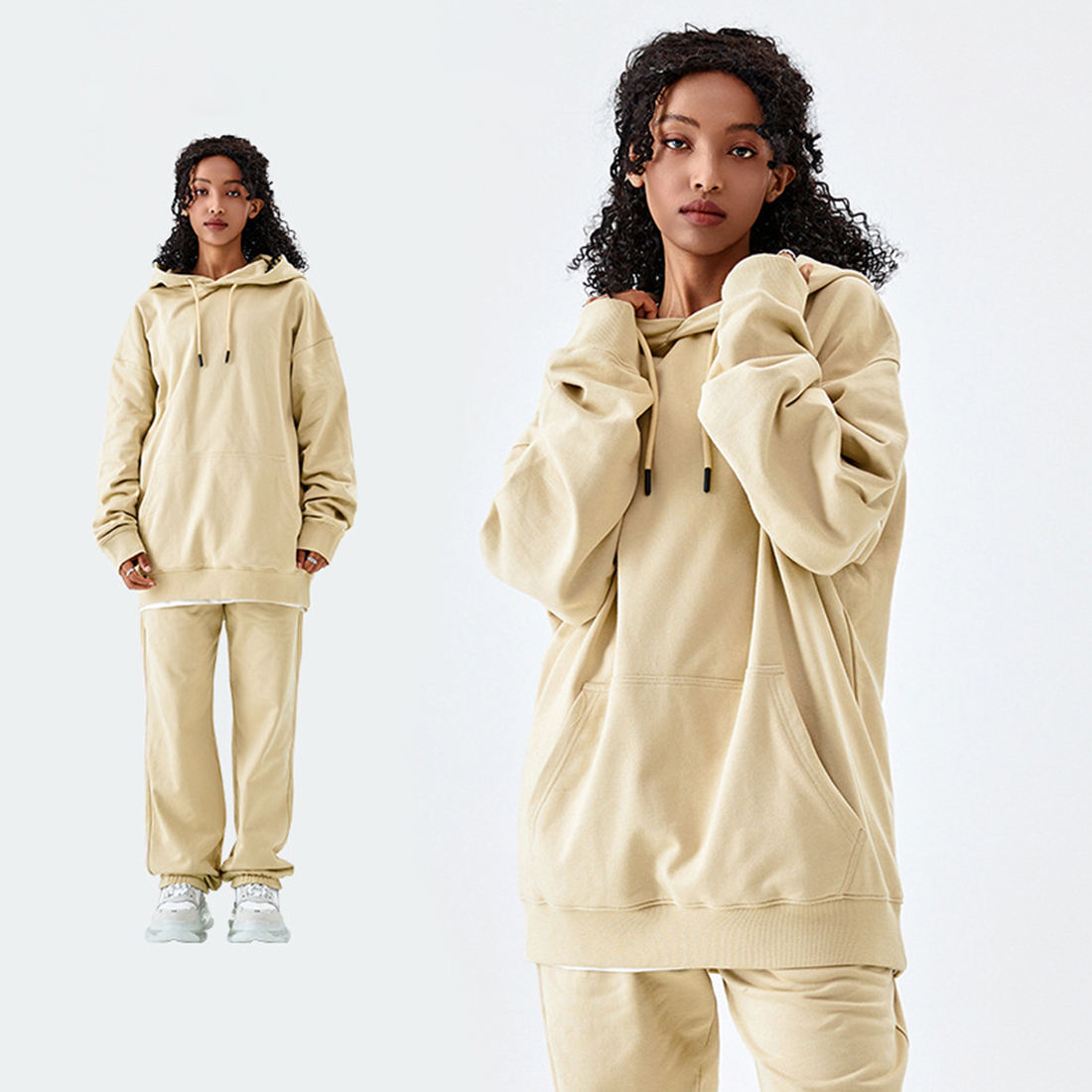 เสื้อฮู้ดสีกากี