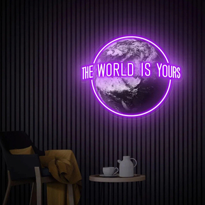 Enseigne néon de haute qualité « Le <span class=keywords><strong>Monde</strong></span> Est à Vous » personnalisée pour enfant, logo personnalisé, impression UV LED, enseigne néon en acrylique, fabriquée en Chine pour la décoration murale - Product Image 4
