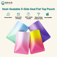 Sachets plats métalliques thermoscellables OEM ODM, imprimés sur mesure, à trois soudures latérales, résistants à l'humidité, pour l'emballage de boîtes mystères, d'artisanat et de bijoux