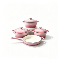 Ensemble de 4 casseroles et poêles en fonte émaillée antiadhésives, durables et saines, compatibles four, style minimaliste