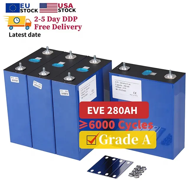 Shenzhen Huaxu Europe DDP LiFePo4 Battery Lithium Ion Cell 280Ah 3.2V 105Ah 230Ah 304Ah Rechargeable Batteries LiFePo4 Battery